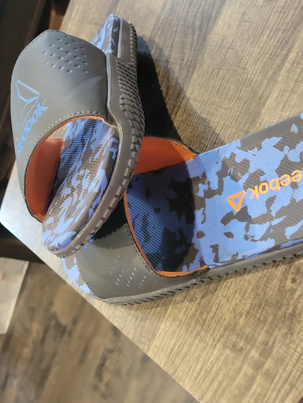 Reebok Mens Dual Density Slide Sandals,sz.8,EUC/ Blue Camo